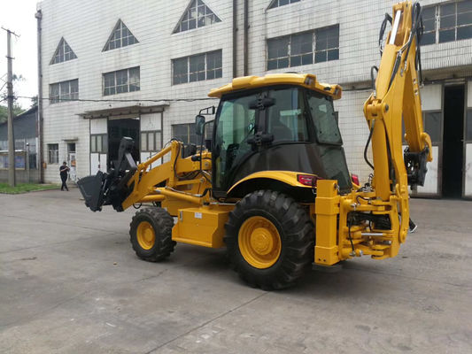 Backhoe μηχανών YUCHAI Backhoe διαδρομής φορτωτών ροδών κίτρινος φορτωτής