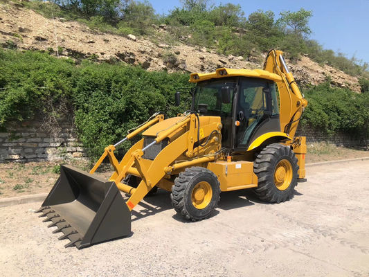 Backhoe μηχανών YUCHAI Backhoe διαδρομής φορτωτών ροδών κίτρινος φορτωτής